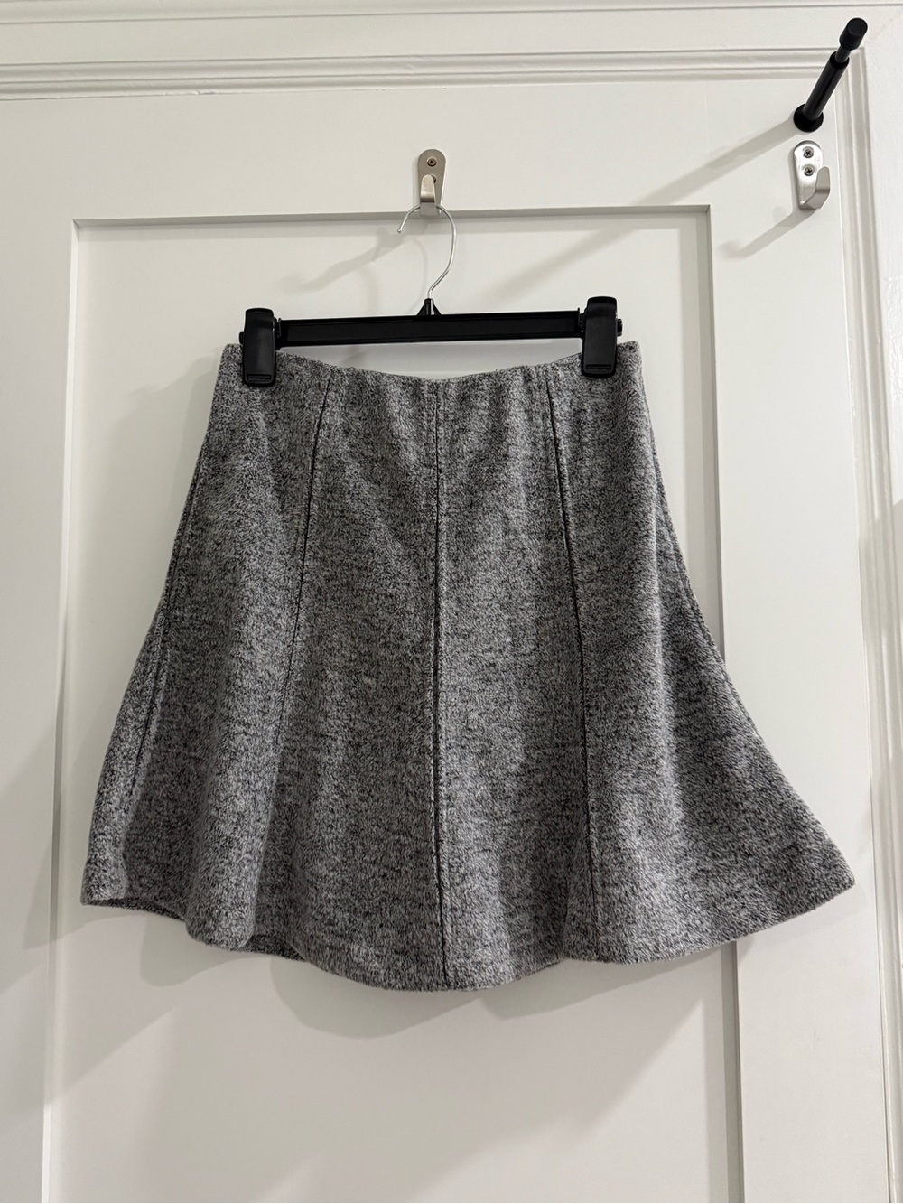 NWT LOFT petites Heather gray fuzzy pleated a-line skirt (good)